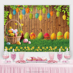 Lofaris Yellow Floral Easter Eggs Glass Backdrop For Party
