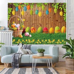 Lofaris Yellow Floral Easter Eggs Glass Backdrop For Party