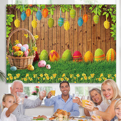 Lofaris Yellow Floral Easter Eggs Glass Backdrop For Party