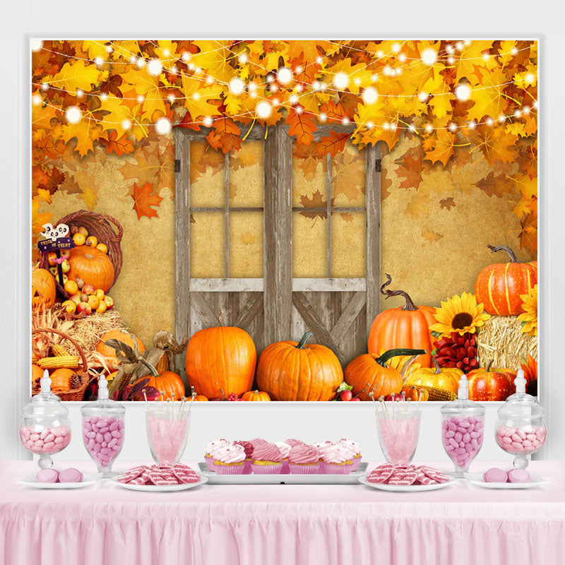 Lofaris Yellow Maples Pumpkin And Door Backdrop For Autumn