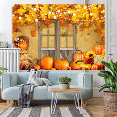 Lofaris Yellow Maples Pumpkin And Door Backdrop For Autumn