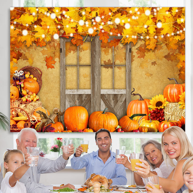 Lofaris Yellow Maples Pumpkin And Door Backdrop For Autumn