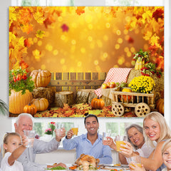 Lofaris Yellow pumpkins floral maple leaves autumn Backdrop