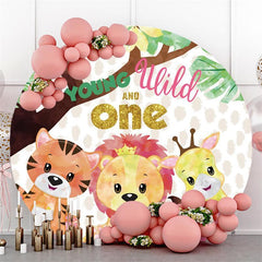 Balloon Bear Cartoon Happy Birthday Circle Backdrop