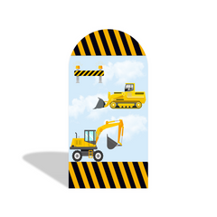 Construction Vehicles Theme Arch Backdrop Wall Cloth Cover For Birthday Baby Shower Party