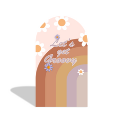 Lets Groovy Happy Birthday Baby Shower Party Arch Backdrop Wall Cloth Cover