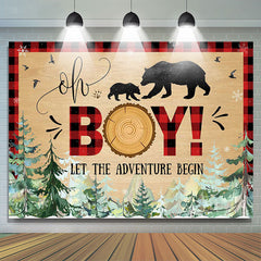 Oh Boy Bears Adventure Begin Baby Shower Backdrop