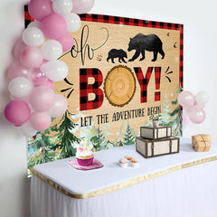 Oh Boy Bears Adventure Begin Baby Shower Backdrop