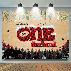 Forest Bear Winter Onederland 1st Birthday Backdrop