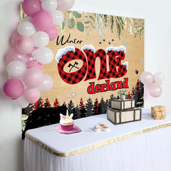 Forest Bear Winter Onederland 1st Birthday Backdrop