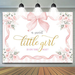 White Pink Floral Bow Tie Sweet Little Girl Backdrop