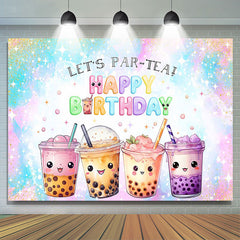 Dreamlike Glitter Lets Partea Happy Birthday Backdrop