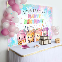 Dreamlike Glitter Lets Partea Happy Birthday Backdrop