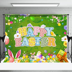 Lofaris Spring Greenery Bunny Eggs Happy Easter Backdrop