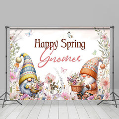 Lofaris Colorful Floral Butterfly Gnome Happy Spring Backdrop