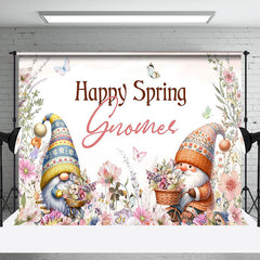 Lofaris Colorful Floral Butterfly Gnome Happy Spring Backdrop