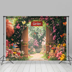 Lofaris Spring Colorful Floral Garden Gate Easter Backdrop