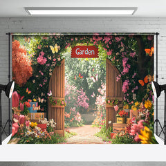 Lofaris Spring Colorful Floral Garden Gate Easter Backdrop