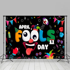 Lofaris Colorful Ribbons Black April Fools Day Backdrop