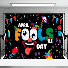 Lofaris Colorful Ribbons Black April Fools Day Backdrop