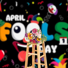 Lofaris Colorful Ribbons Black April Fools Day Backdrop