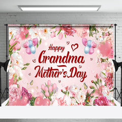 Lofaris Pink Sparkle Floral Grandma Mothers Day Backdrop