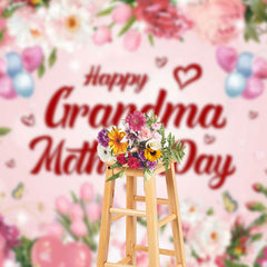 Lofaris Pink Sparkle Floral Grandma Mothers Day Backdrop