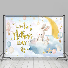 Lofaris Starry Night Bunny Happy 1st Mothers Day Backdrop