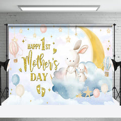 Lofaris Starry Night Bunny Happy 1st Mothers Day Backdrop