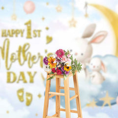 Lofaris Starry Night Bunny Happy 1st Mothers Day Backdrop