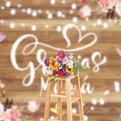 Lofaris Lighted Gracias Mama Floral Wood Mothers Day Backdrop