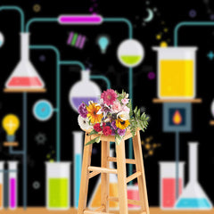 Lofaris Colorful Chemical Reagents Happy Lab Week Backdrop