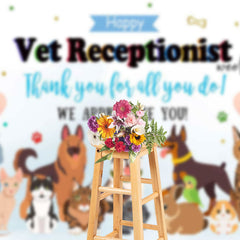 Lofaris Various Pets Vet Receptionist Thank You Backdrop