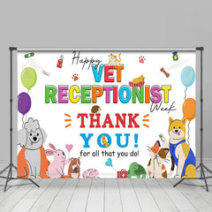 Lofaris Colored Happy Vet Receptionist Thank You Backdrop