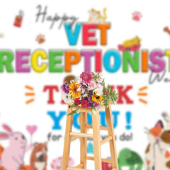 Lofaris Colored Happy Vet Receptionist Thank You Backdrop