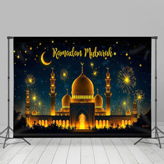 Lofaris Starry Blur Sky Lighted Mosque Eid Mubarak Backdrop