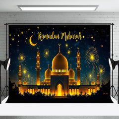 Lofaris Starry Blur Sky Lighted Mosque Eid Mubarak Backdrop