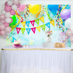 Lofaris Bunte Luftballons Konfetti Banner Geburtstagshintergrund, für fröhliche Feiern, professionelle Fotostudio-Requisiten