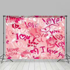 Lofaris Romantic Pink Graffiti Love Valentines Day Backdrop