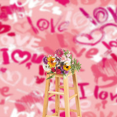 Lofaris Romantic Pink Graffiti Love Valentines Day Backdrop