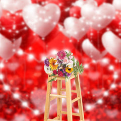 Lofaris White Red Balloons Lighted Valentines Day Backdrop