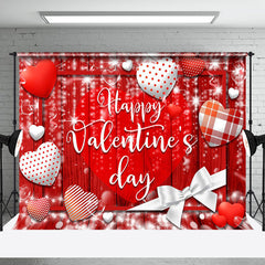 Lofaris Red Heart Romantic Wood Grain Valentines Day Backdrop