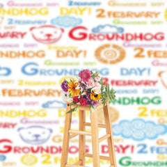 Lofaris Colorful 2 February Happy Groundhog Day Backdrop
