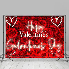 Lofaris Romantic Red Rose Gold Happy Galentines Day Backdrop