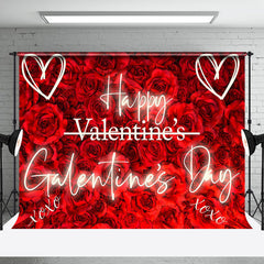 Lofaris Romantic Red Rose Gold Happy Galentines Day Backdrop