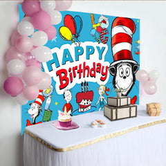 Lofaris Whimsical Cartoon Birthday Backdrop with Mischievous Characters and Colorful Balloons, Fun Party Background for Kids Photoshoot