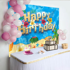Lofaris Tropical Hawaiian Birthday Backdrop with Palm Tree and Surfboard, Vibrant Beach Party Photography Background for Summer Decor