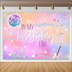 Lofaris Pastel Glitter Disco Birthday Backdrop with Musical Notes, Vibrant Party Background for Girls Photoshoot