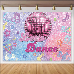 Lofaris Glitter Pink Disco Dance Photography Backdrop with Neon Music Notes, Vibrant Party Background for Studio Photoshoot and Event Decor
