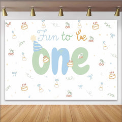 Lofaris Cute Fun to Be One 1st Birthday Backdrop with Cakes and Party Hats, Pastel Photography Background for Baby Cake Smash